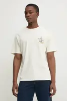 Bavlněné tričko Solid ORVAL béžová barva, s potiskem, 21108505.114201