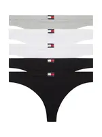 Tommy Hilfiger Underwear Tangá  sivá melírovaná / čierna / biela