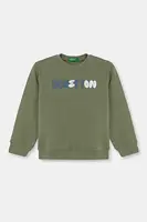Dětská bavlněná mikina United Colors of Benetton zelená barva, s potiskem, 3J70G10HW