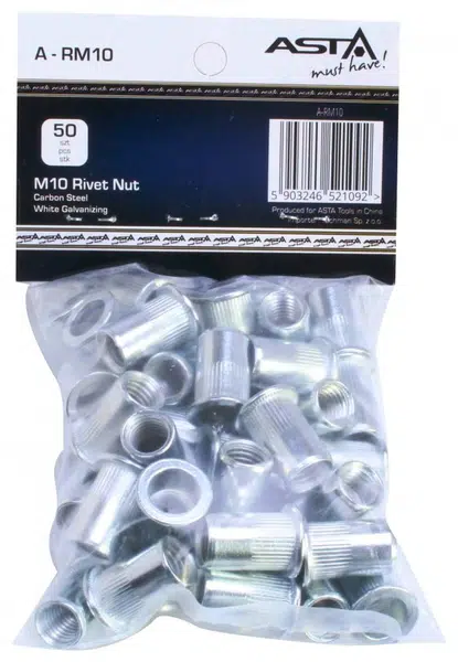 Maticové nýty M8 x 18 mm, s plochou hlavou, ocel, balení 50 ks - ASTA Velikost: M10x21 mm