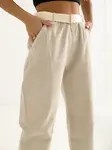 Béžové jednobarevné kalhoty
