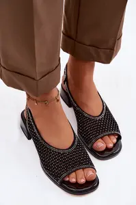 Ozdobené dámské sandály na blokovém podpatku