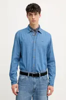 Džínová košile BOSS pánská, modrá barva, regular, s klasickým límcem, 50520279