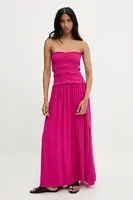 Lněné šaty Answear.LAB růžová barva, maxi