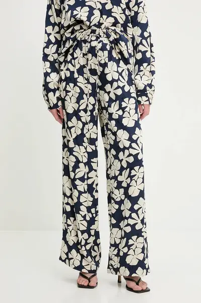 Kalhoty Answear.LAB dámské, modrá barva, široké, high waist