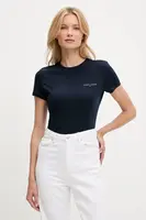 Bavlněné tričko Tommy Jeans dámské, tmavomodrá barva, DW0DW21164