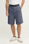 Lněné kraťasy Tommy Hilfiger pánské, tmavomodrá barva, SQTHL7544.SQTH503