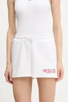 Kraťasy Fila Louches dámské, bílá barva, s aplikací, high waist, FAW1032