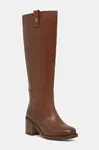 Kožené čižmy Tommy Hilfiger RIDING LTHR LONG BOOT BLOCK HEEL