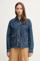 Bavlněná džínová bunda United Colors of Benetton modrá barva, přechodná, 296XDN07R