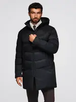 Ombre Men's long quilted jacket with hood - black