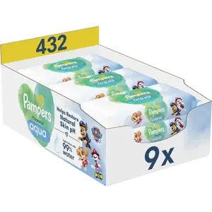 Pampers Harmonie Aqua Paw Patrol vlhčené čistiace obrúsky 432 ks