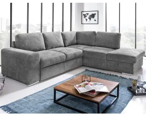 Rohová sedacia súprava Eddi, stredne šedá látka, pravý roh%