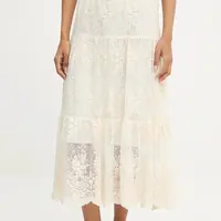 Sukně Answear.LAB béžová barva, midi, áčková