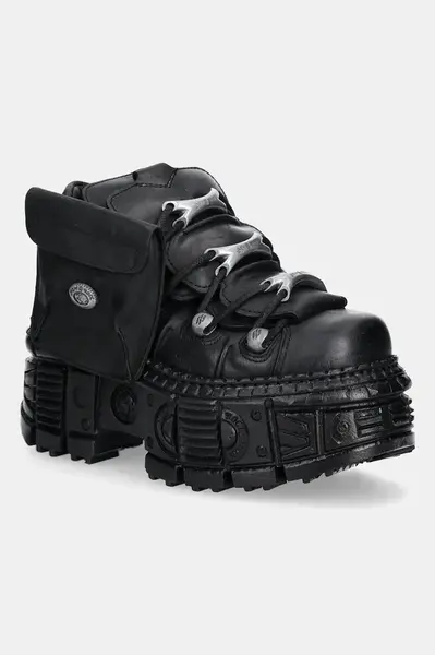 Kožené tenisky New Rock dámské, černá barva, M-OVERZ106NR-C1