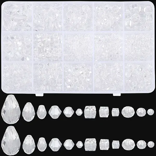 630Pcs 15 Styles Electroplate Glass Beads