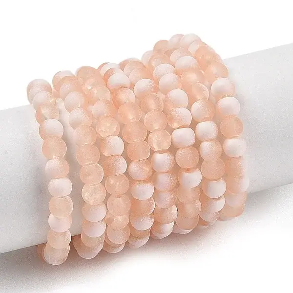 Frosted Crackle Glass Beads Strands