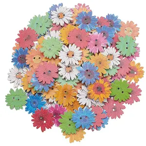 2 Bags 2-Hole Printed Wooden Buttons