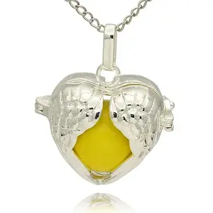 Silver Color Plated Brass Hollow Heart Cage Pendants