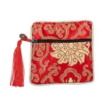 Chinese Brocade Tassel Zipper Jewelry Bag Gift Pouch