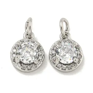 Brass Micro Pave Clear Cubic Zirconia Pendants
