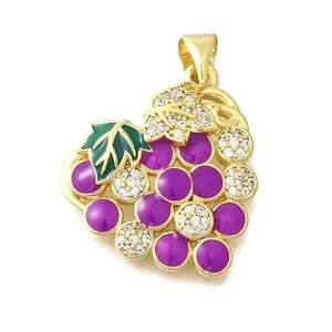 Brass Micro Pave Clear Cubic Zirconia Enamel Pendants