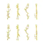 8Pcs 4 Styles Brass Micro Pave Cubic Zirconia Pendants