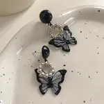 Enamel Butterfly Dangle Stud Earrings