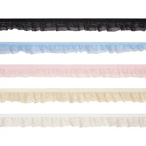 25 Yards 5 Colors Double Tiers Pleated Chiffon Polyester Ribbons