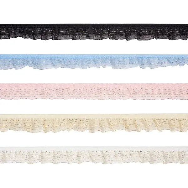 25 Yards 5 Colors Double Tiers Pleated Chiffon Polyester Ribbons