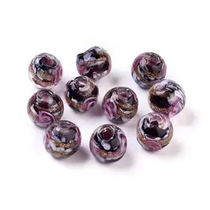 Handmade Gold Sand Lampwork Beads