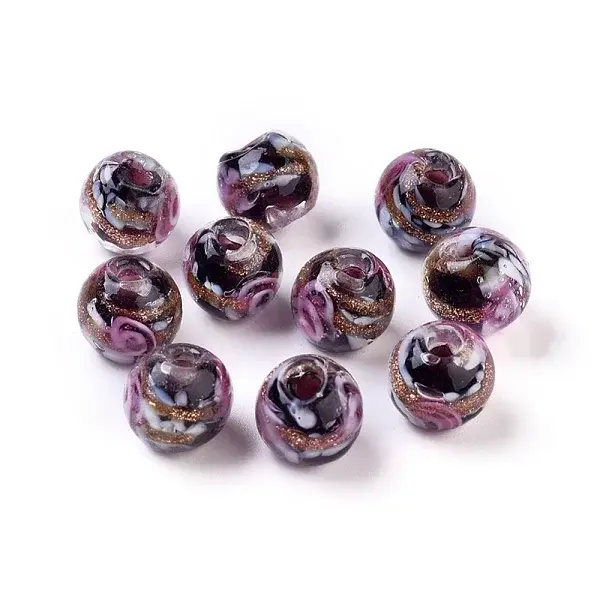 Handmade Gold Sand Lampwork Beads