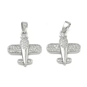 Brass Micro Pave Clear Cubic Zirconia Pendants