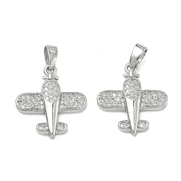 Brass Micro Pave Clear Cubic Zirconia Pendants