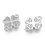 Brass Micro Pave Clear Cubic Zirconia Connector Charms