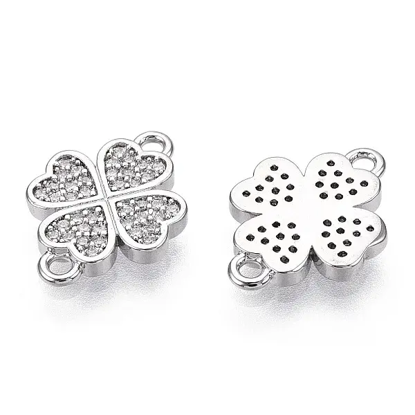 Brass Micro Pave Clear Cubic Zirconia Connector Charms