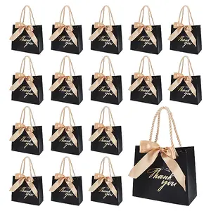 Rectangle Paper Wrapping Handle Bags with Ribbon
