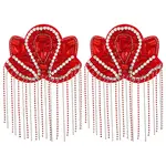 2Pcs Flower Rhinestone Tassel with Felt Epaulettes