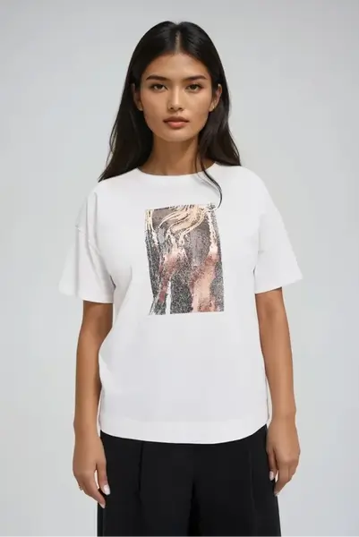 Marisse Cotton Blouse With Print, White