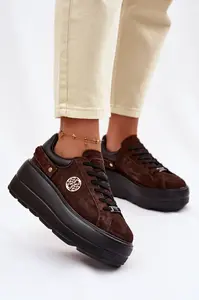 Kožené semišové dámské tenisky na platformě