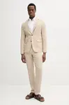 Oblek ze lněné směsi Lindbergh béžová barva, 30-606060