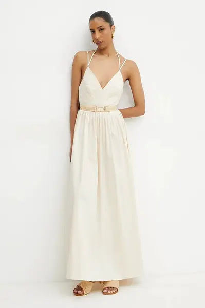 Šaty Twinset béžová barva, maxi, 251TT2100