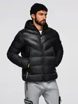 Ombre Modern quilted men's jacket of combined materials - black