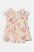 Dětské bavlněné šaty United Colors of Benetton růžová barva, mini, 4HYUGV02B