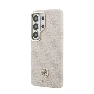 Zadní kryt Guess PU Leather 4G Strass Logo Gold Frame Magnetic pro Samsung Galaxy S26 Ultra, růžová