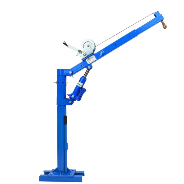 GEKO Dílenský jeřáb hydraulický 450 kg, s navijákem, otočný skládací