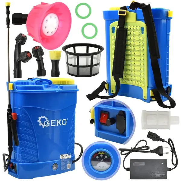 GEKO Aku zádový postřikovač 16l, 12V, 12Ah, modrý