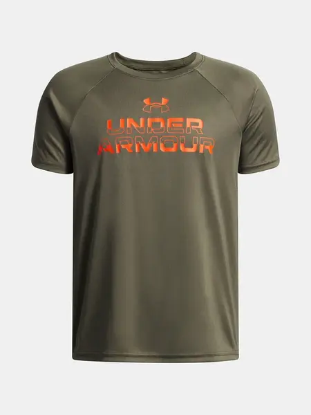 Chlapecké tričko Under Armour UA Tech Split Wordmark SS-GRN - Kluci