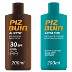 Piz Buin Set Allergy Lotion SPF 30 + After Sun Moisturising Lotion opalovací krém a zklidňující krém po opalování 200 ml + 200 ml