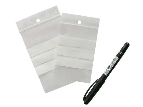 100 ks - Vrecko rýchlouzatváracie PE 40x60/0,05 s bielymi pruhmi